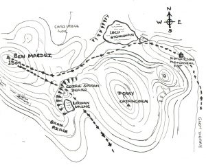 'A map of the area in which Mark escaped death, and the route he took.