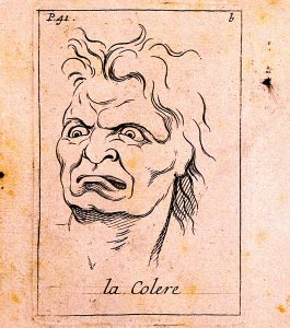 V0009398 A frontal outline and a profile of faces expressing anger. E Credit: Wellcome Library, London. Wellcome Images images@wellcome.ac.uk http://wellcomeimages.org A frontal outline and a profile of faces expressing anger. Etching by B. Picart, 1713, after C. Le Brun. 1713 By: Charles Le Brunafter: Bernard PicartPublished: [1713] Copyrighted work available under Creative Commons Attribution only licence CC BY 4.0 http://creativecommons.org/licenses/by/4.0/